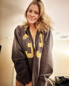 Tricia Helfer Instagram - When someone gives you a hoodie and they don’t know the “33” connection, you enjoy wearing it even more cause ya got a secret 😉 #bsg