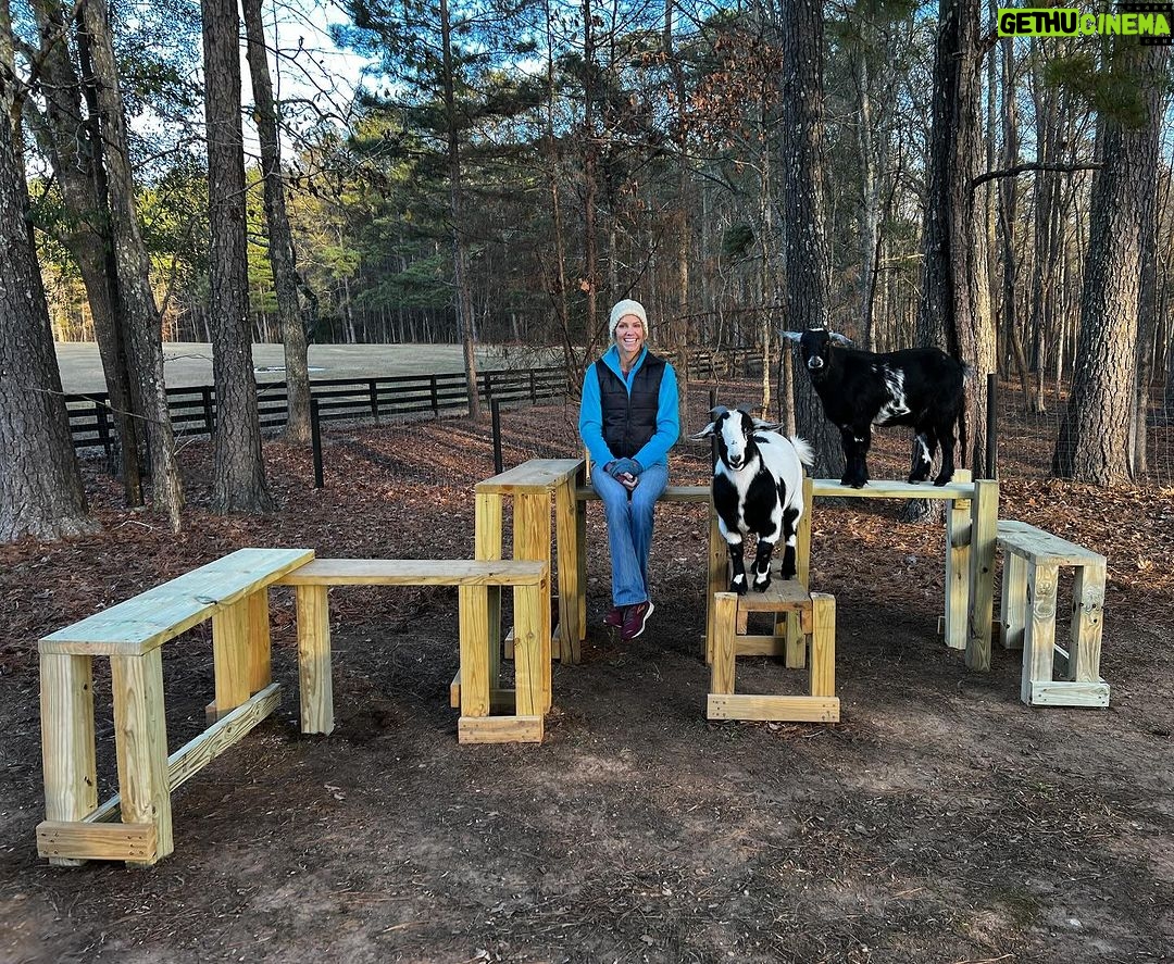 Tricia Helfer Instagram - Goat climber got doubled in size today. Thx @super.official.bradcarter the boys and I appreciate the help.