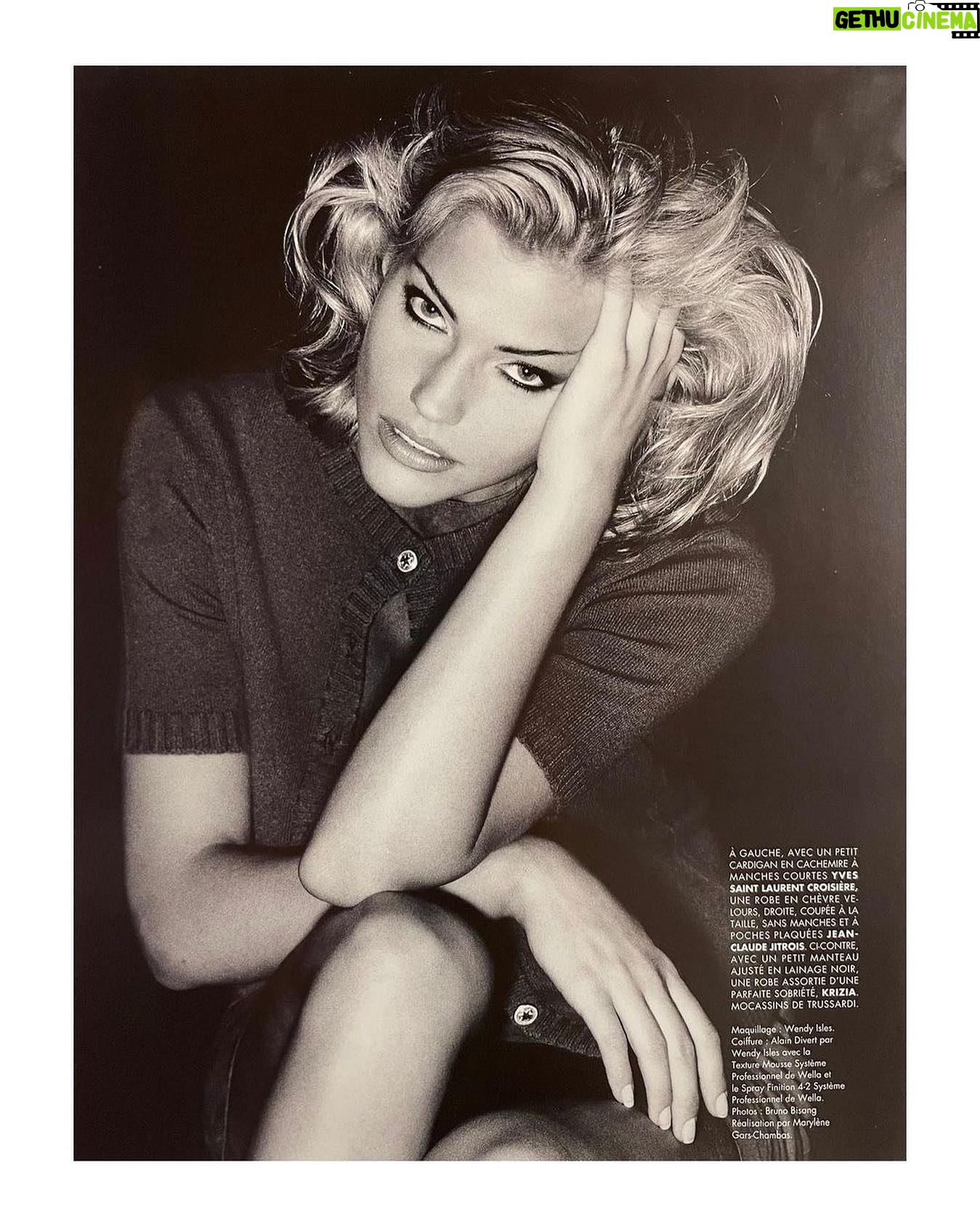 Tricia Helfer Instagram - #tb repost @triciahelfersupermodel Editorial L'OFFICIEL PARIS - « Les robes se font leur film » 1996. Maquillage : Wendy Isles. Coiffure : Alain Divert par Wendy Isles. Photos: Bruno Bisang Réalisation: Marylène Gars-Chambas. @officialtriciahelfer @lofficielparis @bruno_bisang @henrytbink