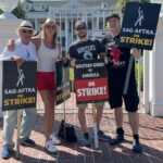 Tricia Helfer Instagram - Picket line #Lucifer & #BSG crossover today! #wgastrong #sagaftrastrong @sagaftra #strike @chrisrafferty @ildymojo @levimacdougall @laraza7 #Conan
