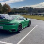 Tricia Helfer Instagram - 911 Turbo S vs 911 GT3 @pecatl #launchpad #slalom #pecatl I’m giddy like a school girl now 😜 Thx Michael for the awesome instruction.