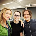 Tricia Helfer Instagram - Lookie, lookie who I ran into. Lucky gal seeing these handsome lads @richardsharmon @kim.f.coates #VanHelsing @netflixvanhelsing