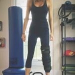 Tricia Helfer Instagram - No rest for the wicked. Doing what I can while healing. And…trying to learn how to make very, very basic edits on iMovie. I’m tryin’ 😂 #sundayfunday #kneebrace #kneesurgery #techidiot