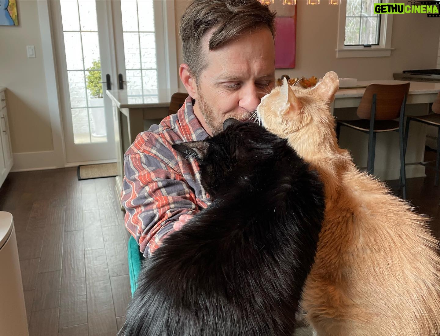 Tricia Helfer Instagram - Thankful for good friends. Thankful for friends that love your furry babies too π» Hope everyone is having a lovely holiday weekend. @realsandrahess @themichaeltrucco @officialbradcarter #goats #cats