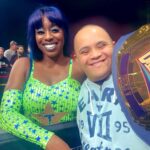 Trinity Instagram - My guy right here @triplevforwwe 💙💚! (@daniellemoinet he’s mine now 😂)