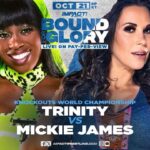 Trinity Instagram - Let’s do this Mick! 🌟🤠 #Repost @impactwrestling ・・・ BREAKING: Trinity will defend the Knockouts World Championship against Mickie James on October 21 at #BoundForGlory LIVE on PPV from Cicero Stadium in Chicago! Get tickets at the link in our bio!