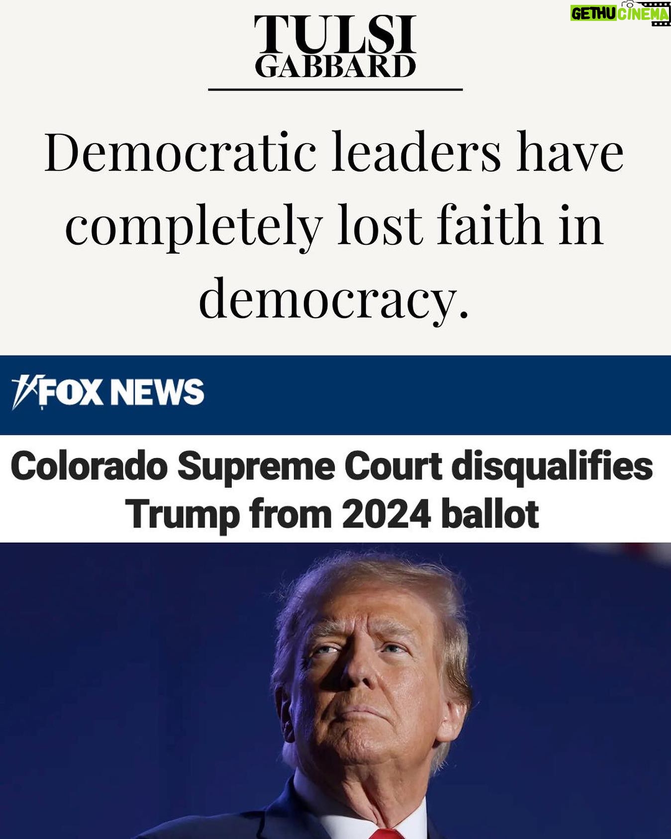 Tulsi Gabbard Instagram - Democratic leaders have completely lost faith in democracy.
