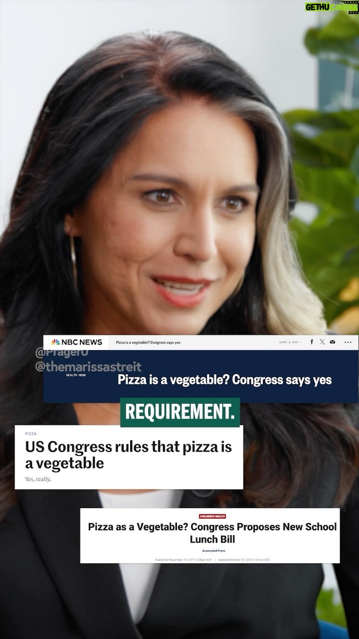 Tulsi Gabbard Instagram - Should the politicians who claim pizza in a school lunch is a “vegetable” really be trusted with children’s well-being?