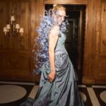 Uma Thurman Instagram – #UmaThurman wears a custom blue silk taffeta gown with hundreds of silk organza butterflies floating above her shoulders and back. Tory was inspired by an extinct butterfly, the American Xerces Blue; its magnificent iridescent wings reminded her of Uma’s eyes. Each butterfly was individually hand-cut and hand-painted in Tory’s atelier, then applied to a delicate silk-wrapped wire. The gown was constructed with a double-layer skirt, an exaggerated hip, and a hand-molded corset bonded to hand-pleated, hand-pressed silk taffeta. #MetGala #ToryBurch