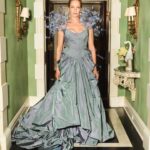 Uma Thurman Instagram – #UmaThurman wears a custom blue silk taffeta gown with hundreds of silk organza butterflies floating above her shoulders and back. Tory was inspired by an extinct butterfly, the American Xerces Blue; its magnificent iridescent wings reminded her of Uma’s eyes. Each butterfly was individually hand-cut and hand-painted in Tory’s atelier, then applied to a delicate silk-wrapped wire. The gown was constructed with a double-layer skirt, an exaggerated hip, and a hand-molded corset bonded to hand-pleated, hand-pressed silk taffeta. #MetGala #ToryBurch