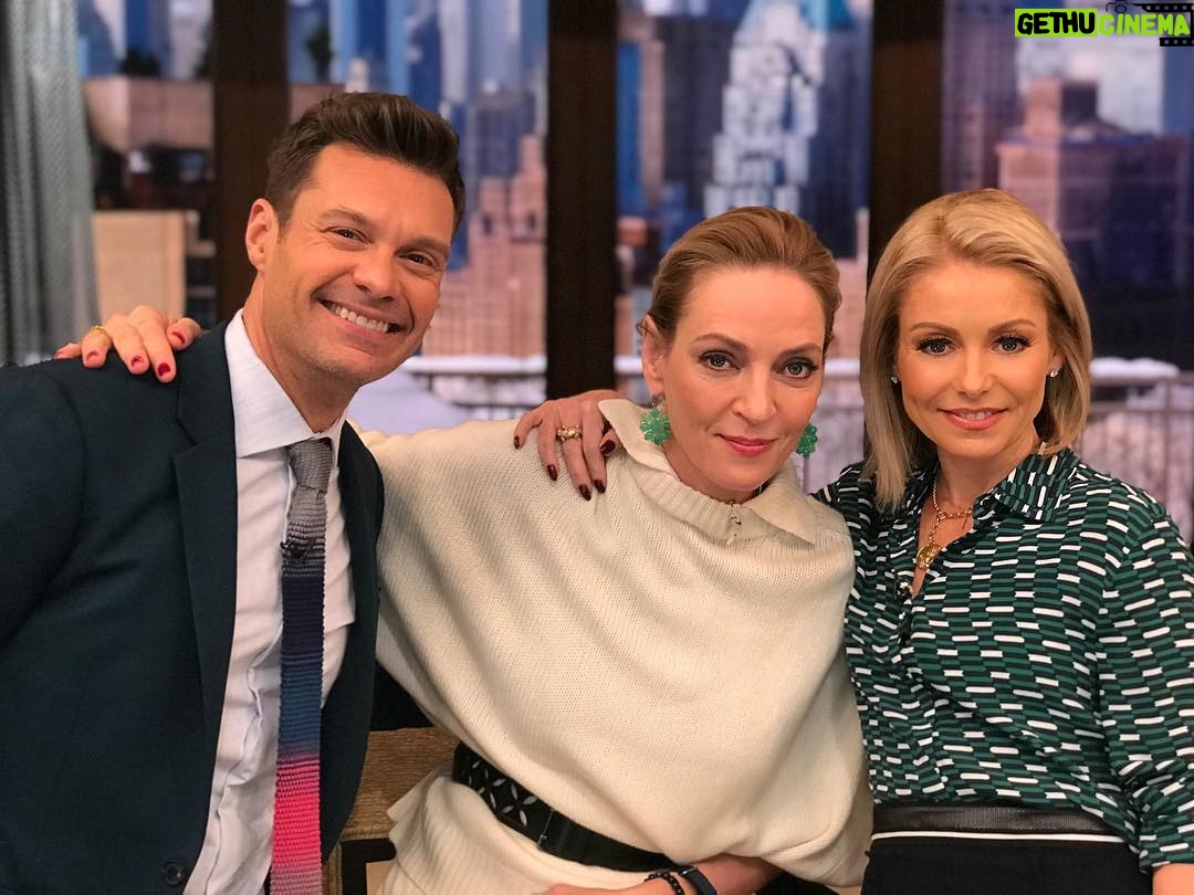 Uma Thurman Instagram - wonderful morning with ryan and kelly! they promise to come to the play! and I cant wait for that, thanks guys! @livekellyandryan