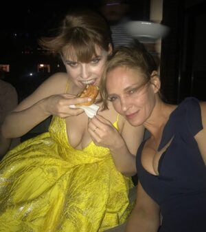 Uma Thurman Instagram - The Con Is On Premiere! Opens in Theaters May 4th!!
