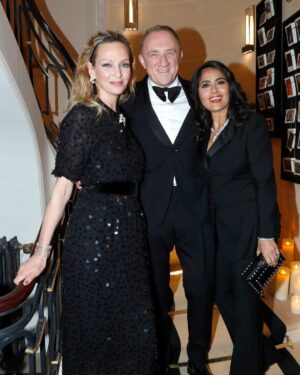 Uma Thurman Instagram - Beautiful night in Place Vendôme reopening of Boucheron original house with the ever graceful Francois-Henri and Salma