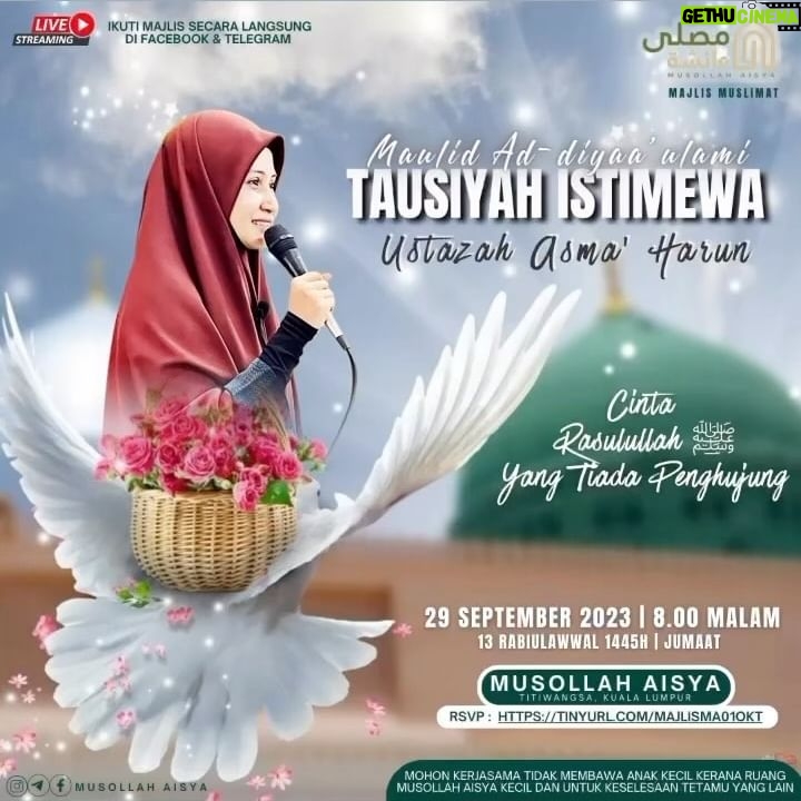 Umie Aida Instagram - Sempena Bulan Rabiul Awal, umat Islam di seluruh dunia akan menyambut sambutan Maulidur Rasul 2023 bersamaan 1445 Hijrah. Alhamdulilah.. atas kurniaanNya, kita akan bersama dengan Ustazah kesayangan ramai @ustazahasmaharun pada 29/9 jumaat 8pm di @musollahaisya_ khusus majlis Muslimat. Cinta Rasullullah saw yang tiada penghujungnya. Semoga Allah kurniakan rasa cinta itu. Selawat merupakan sebuah usaha dalaman untuk mengukuhkan cinta kita kepada Nabi Muhammad saw. 💝