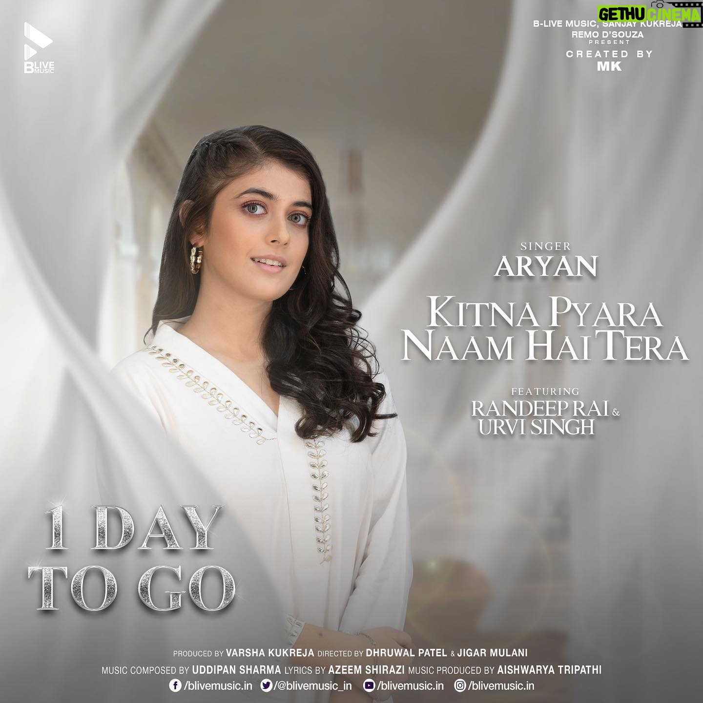 Urvi Singh Instagram - Her eyes held an endless kind of love, a love that had no bounds!✨ Gear up yourself because in the next 24 hours, you are going to witness the most awaited song #KitnaPyaraNaamHaiTera ❤️🔥 Trust us, you aren't ready for this! 😍 Featuring: @randeepraii & @urvisingh143 Singer: @aryanblive Presented to you by #SanjayKukreja, @remodsouza & @blivemusic.in Created By: @mkblivemusic Directed By: @dhruwal.patel & @jigarmulani Produced By: @varsha.kukreja.in Music By: @uddimuzic Lyrics By: @azeemshirazi Music Produced By: @aishwarytripathi #1DayToGo #KitnaPyaraNaamHaiTera #RandeepRai #UrviSingh #BliveMusic