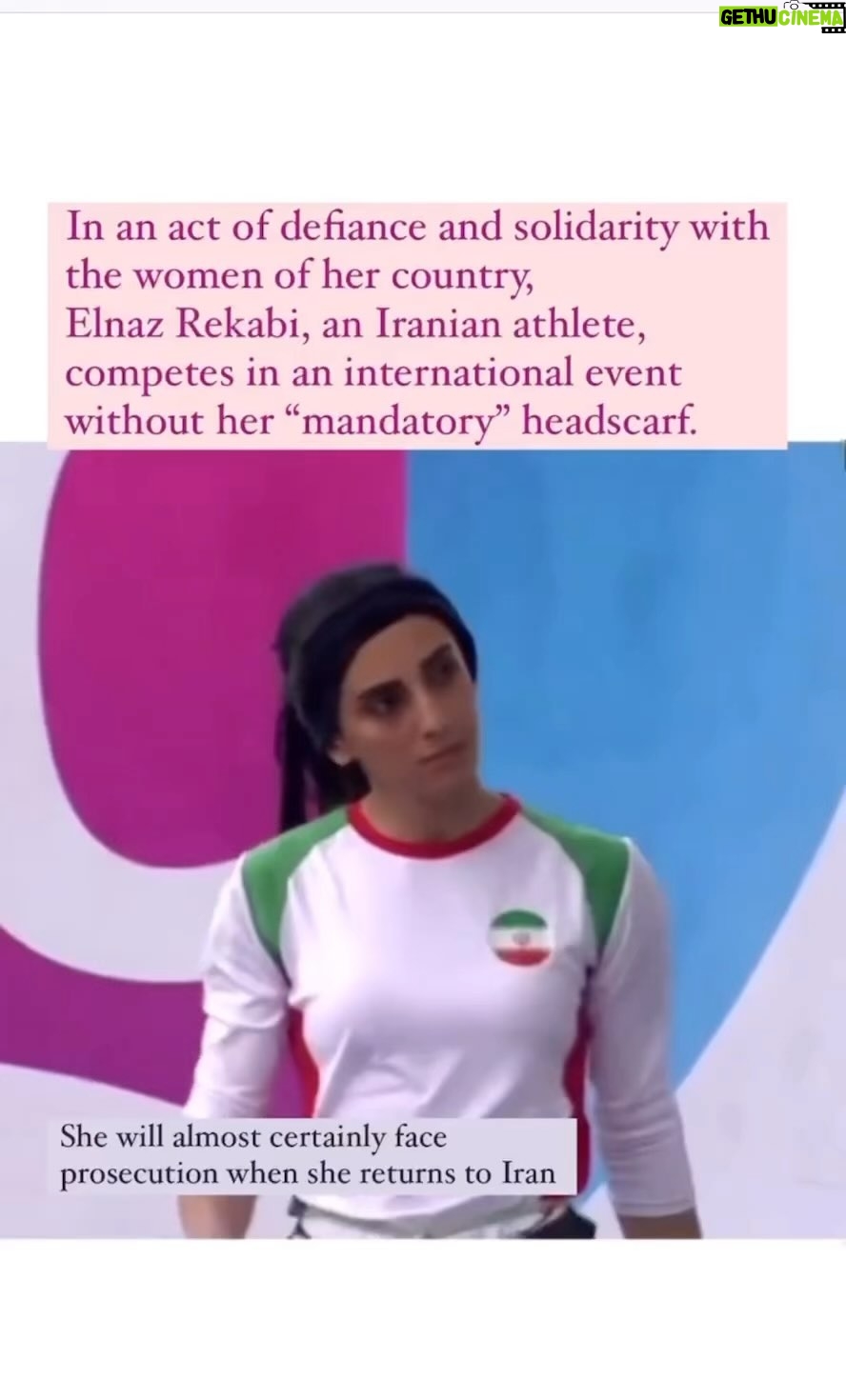 Uzo Aduba - 36.8K Likes - She doesn’t need a headscarf. She needs a cape. Keep. Going. #regram @quentin.quarantino
First time in 43 years a female Iranian athlete has competed without her “mandatory” headscarf