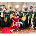 Uzo Aduba Instagram - National Girlfriend Day. This is from my traditional wedding with my Aso Ebi(bridesmaids and brides men!). I have been blessed in this life to have women who are truly inspirational to me. Whether blood sisterhood, elementary school, college, audition rooms, cast mates, teammates, roommates, suite mates. We have seen much in this life, the shadows and the light, and I am just thankful to have walked through those moments with you. Really truly. I have looked up to each of you for your huge hearts, love, and just all-around badass greatness 💛💛. Here’s to all the female friendships- some featured here and from all corners of life. The great ones. They mean the world. #nationalgirlfriendday