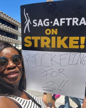 Uzo Aduba Instagram - Today. Went out into the street to join my fellow @sagaftra union members to seek a needed change within our community. To stand together and make clear that the experiences of the privileged few should not be the voice of the many. It should not be the standard or the status quo that someone has a job, is working and still is unable to make their rent. It is an inequity needing close examination and necessary change. We are here, brothers and sisters. We are ready. We are united. #sagaftra #sagaftrastrong