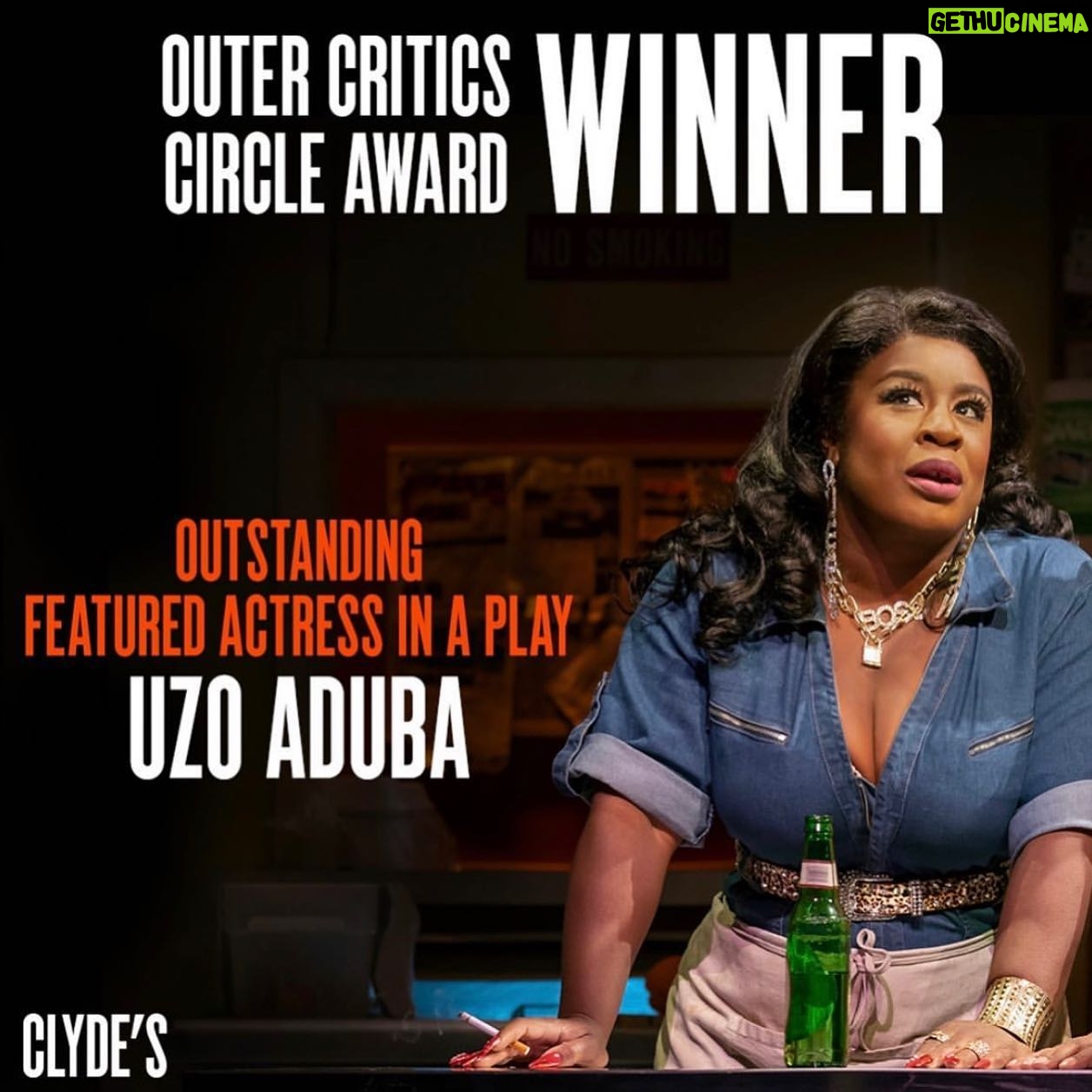 Uzo Aduba Instagram - Thank you #OuterCriticsCircle. A thousand times thank you. I am humbled and grateful. If Iām honest, beyond words really. Thank you. ššæ #Clydesbroadway