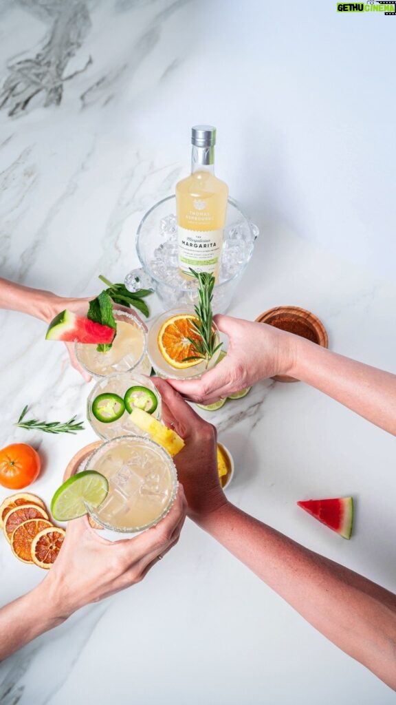 Vanessa Hudgens Instagram - This year celebrate Cinco de Mayo your way with a DIY Marg Bar. Here are some fun flavor pairings to get you started! • Jalapeno Pineapple 🍍 • Lime and Tahin 🍋‍🟩 • Watermelon Mint 🍉 • Rosemary Orange 🍊 #thomasashbourne #readytosip #craftcocktails #WidlyDignified #margaritas #tequila #margaritatime #cocktails #tequilalovers #diy #CincoDeMayo #margaritabar