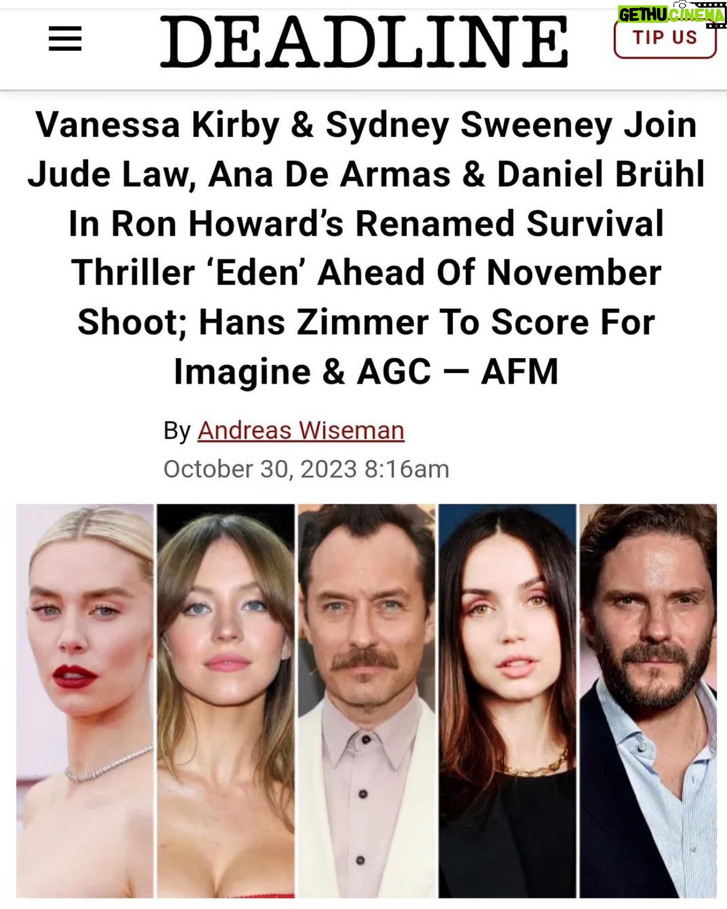 Vanessa Kirby Instagram - Thrilled to be joining you all on this adventure 🤍 @realronhoward