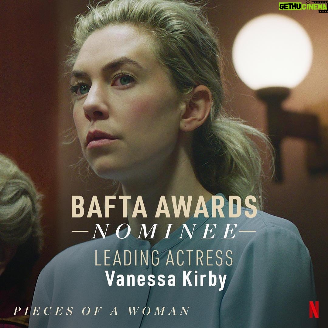 Vanessa Kirby Instagram - I am so honoured @bafta. Thank you so much. Humbled to be nominated alongside these incredible women. Thank you @katazsofiaweber for choosing me to be your Martha and for your bravery in breaking the silence around baby loss. This is for you and all the mothers and families who have lost too. #PiecesOfAWoman @netflix