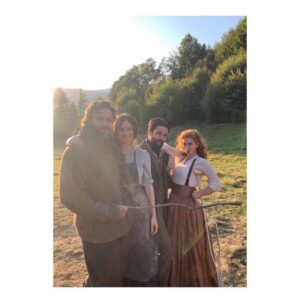 Vanessa Kirby Instagram - The World To Come is out in the UK this week, so here are some pictures of us having a lovely time making it. We filmed it in the mountains in beautiful Romania and loved every minute.
Thank you to the brilliant team and crew behind the camera including @gemmahoff, our forever Hair and Make up Designer genius as always (plus endless wig wrestler), @djancso for your magic and of course, our leader @fastvold.
I hope everyone loves the film as much as we did making it.