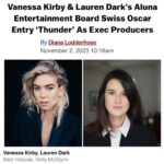 Vanessa Kirby Instagram - We are so thrilled to champion you Carmen. You have made the most astonishing first film and we are so proud to be with you on the journey. Thunder is out now in select cinemas. @alunaentertainment