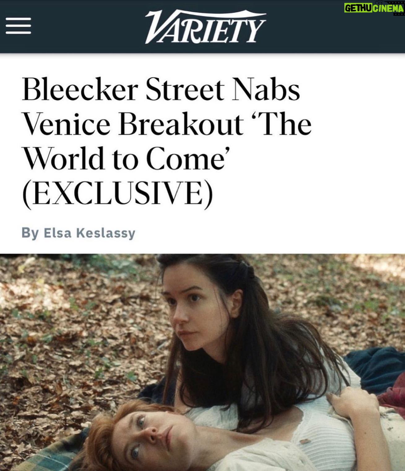 Vanessa Kirby Instagram - Thrilled to announce The World to Come will be out in cinemas, via the brilliant @bleeckerstfilms. So excited for everyone to see this one. My @fastvold and @katherinewaterston, here’s to our little poem of love!! @killer.films #TheWorldToCome #AbigailandTallie