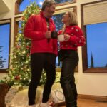 Vanessa Ray Instagram - Your favorite dorks (accidentally) wore matching Christmas outfits. I too am disappointed in us, but also we love Nikes and each other so🤷‍♀️🎄🎅☕️