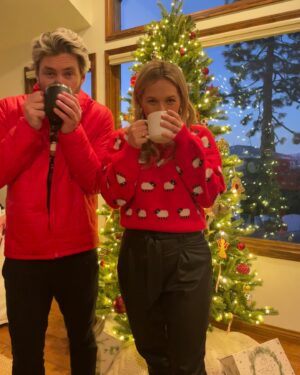 Vanessa Ray Instagram - Your favorite dorks (accidentally) wore matching Christmas outfits. I too am disappointed in us, but also we love Nikes and each other so🤷‍♀️🎄🎅☕️