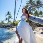 Vanessa Villela Instagram - These photos are from my honeymoon 🥰 wow I can’t believe it’s been 5 months. I would use any excuse to get back into one of my gorgeous wedding dresses 😍👰🏻‍♀️ Where would you prefer to get married, Beach or Church? 🏝️💒