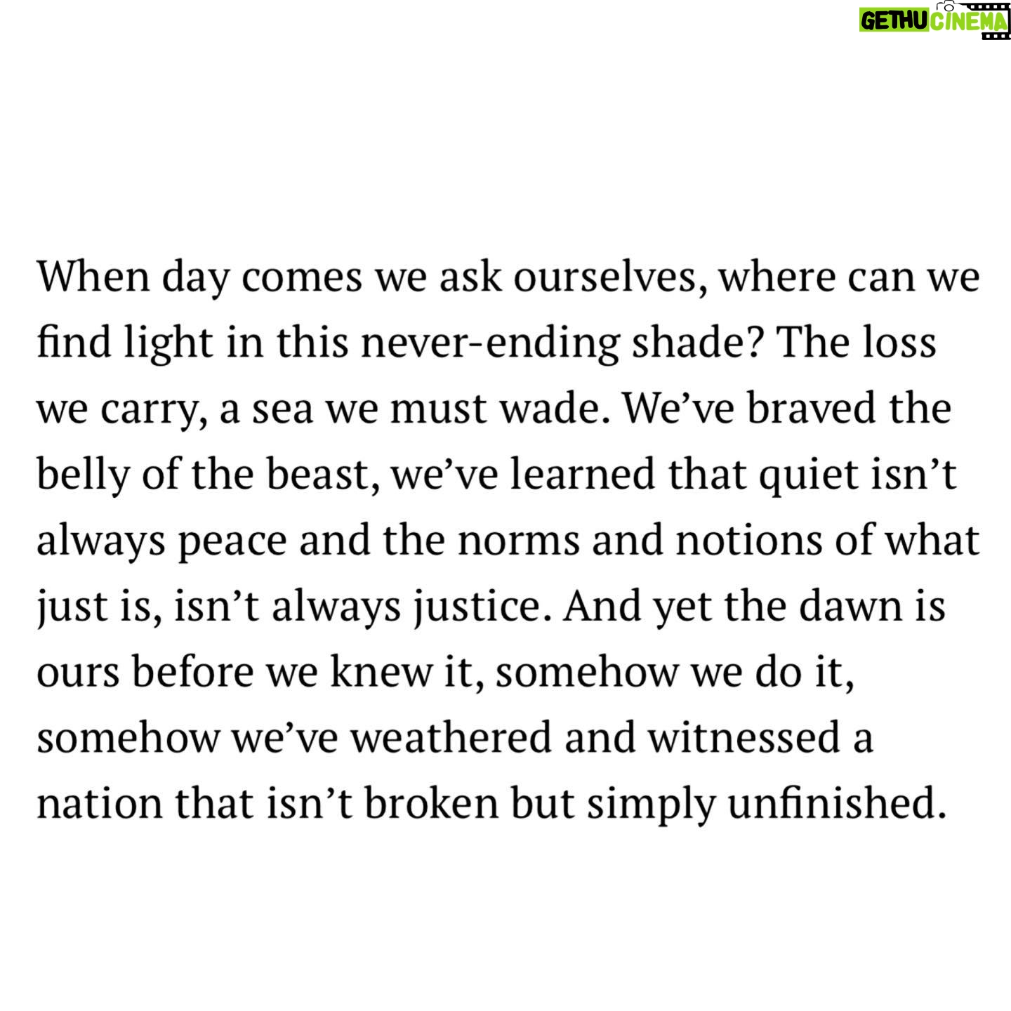 Vera Farmiga Instagram - “The Hill We Climb” by Amanda Gorman. Bless you @amandascgorman, you purified our souls...Gracious words are like a honeycomb, sweetness to the soul and health to the body - Proverbs 16:24