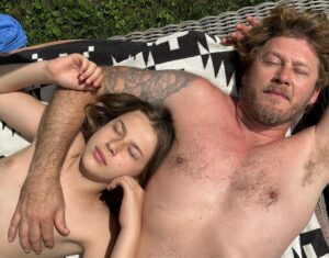 Vera Farmiga Instagram - Ol’ sexy chest Hawkey.  We love you and love pressing up to your golden heart.  Happy Father’s day to a father who’s a happy one!