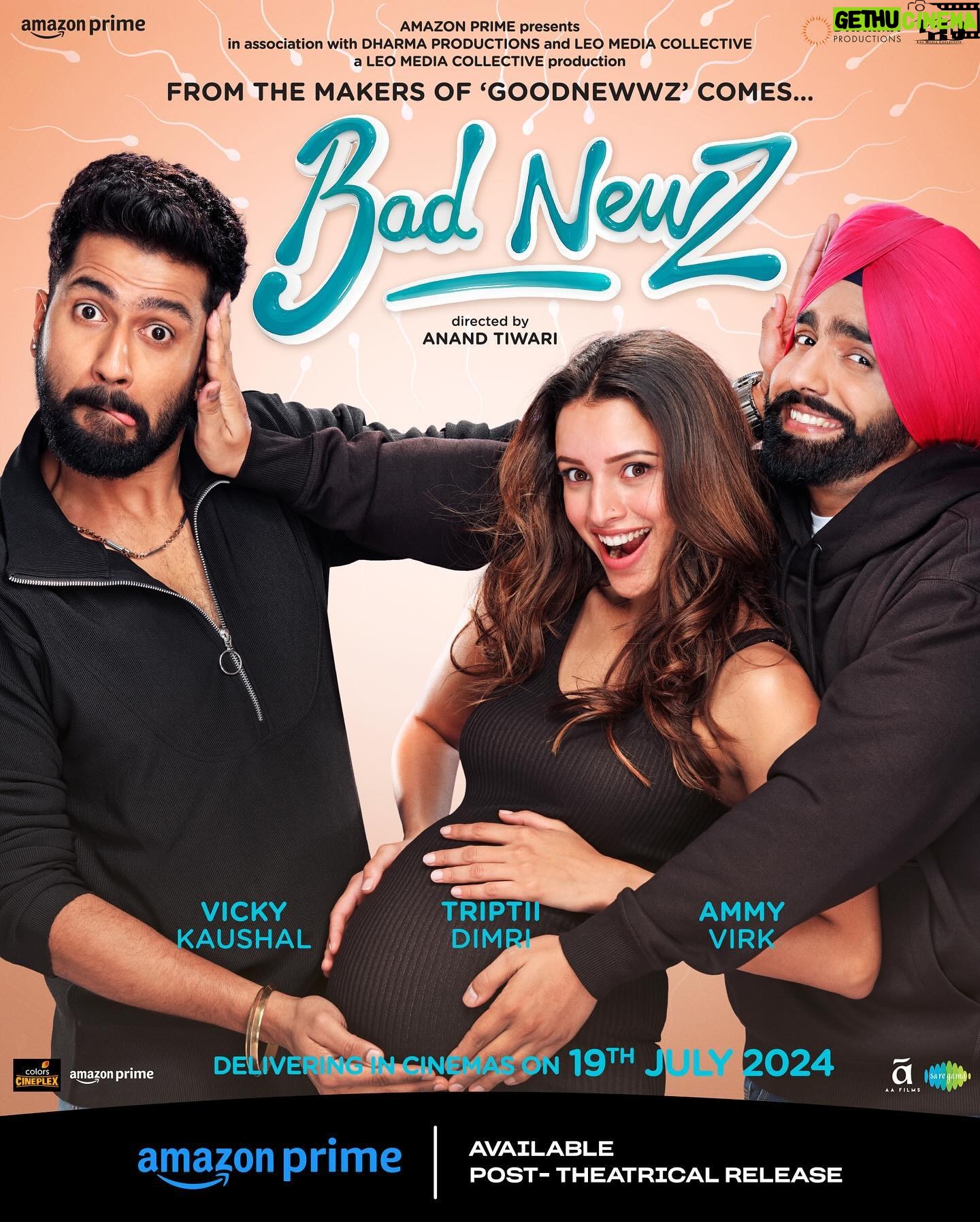 Vicky Kaushal Instagram - #BadNewz is dropping - because life wasn’t already full of surprises. 🗞 In cinemas July 19, 2024!🤰🏻 @karanjohar @apoorva1972 @bindraamritpal @anandntiwari @somenmishra @dimplemathias @tripti_dimri @ammyvirk @nehadhupia @_ishita_moitra_ @dudeja_sahaab @primevideoin @dharmamovies @leomediacollective @aafilms.official @saregama_official #AreYouReady #PrimeVideoPresents