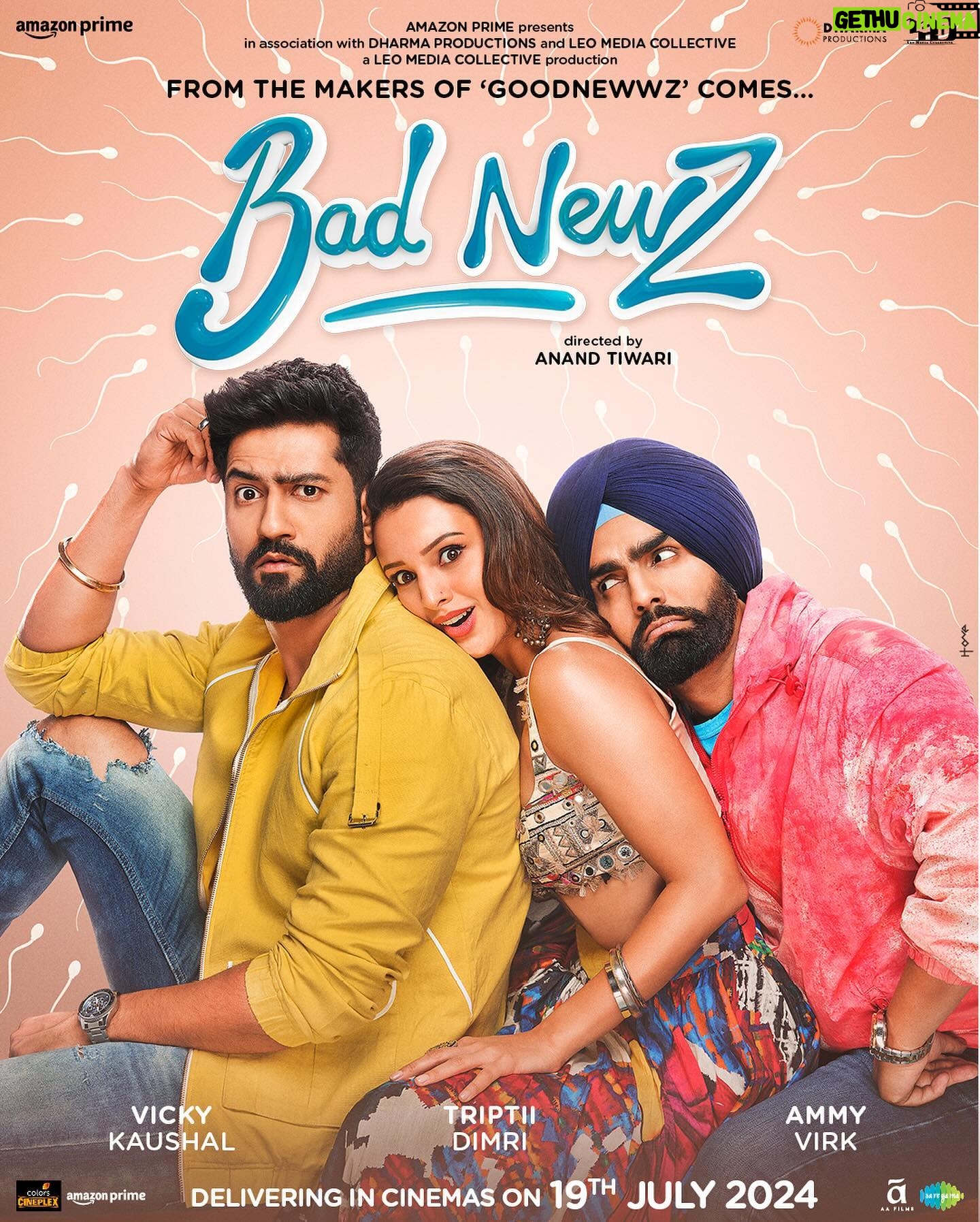 Vicky Kaushal Instagram - Bringing in the only good news this Monday...and it’s #BadNewz!🥳 Expect the unexpected filled with masti, mazaa aur bohot saara confusion! In cinemas on 19th July 2024! @karanjohar @apoorva1972 @bindraamritpal @anandntiwari @somenmishra @dimplemathias @tripti_dimri @ammyvirk @nehadhupia @_ishita_moitra_ @dudeja_sahaab @primevideoin @dharmamovies @leomediacollective @aafilms.official @saregama_official