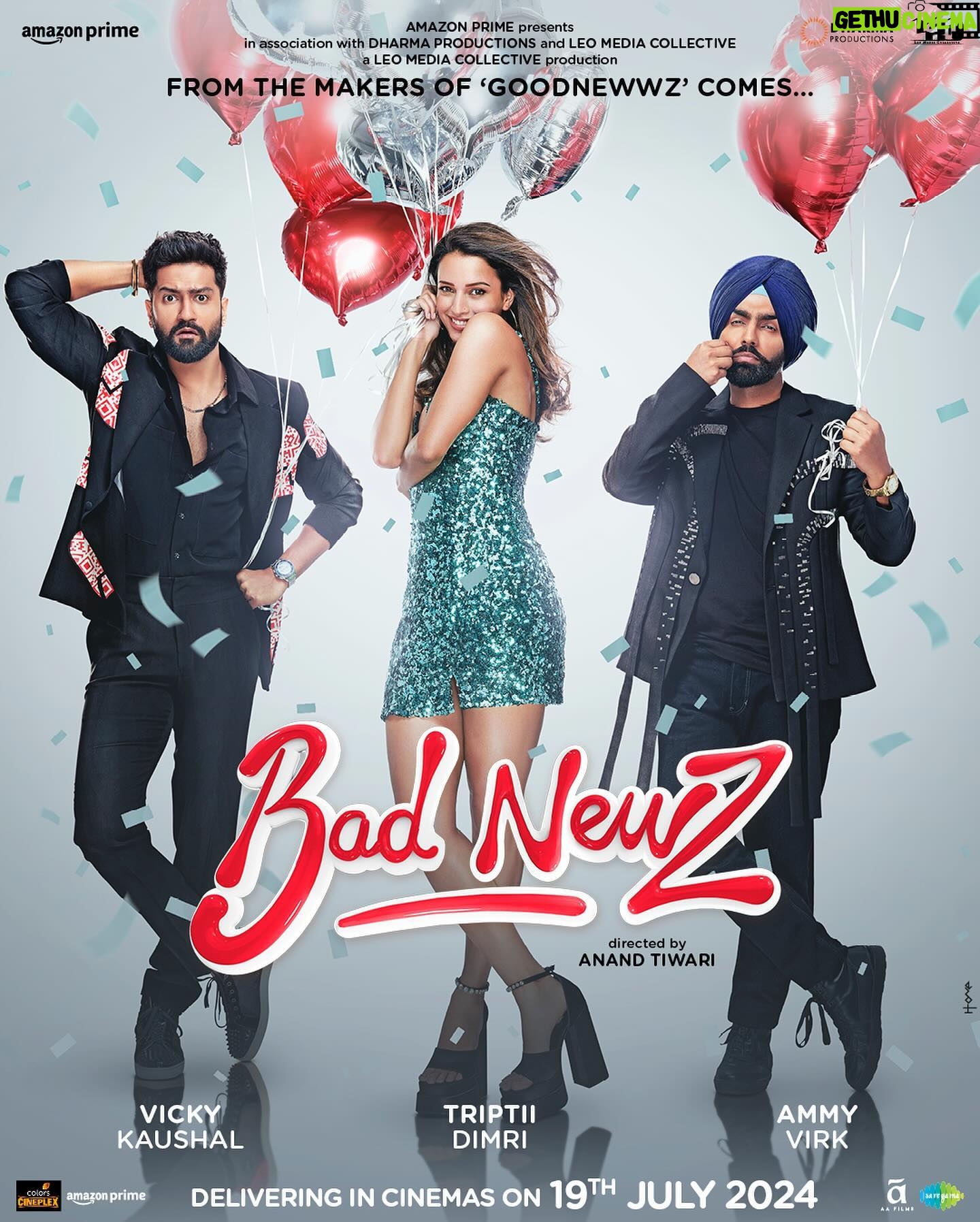 Vicky Kaushal Instagram - Bringing in the only good news this Monday...and it’s #BadNewz!🥳 Expect the unexpected filled with masti, mazaa aur bohot saara confusion! In cinemas on 19th July 2024! @karanjohar @apoorva1972 @bindraamritpal @anandntiwari @somenmishra @dimplemathias @tripti_dimri @ammyvirk @nehadhupia @_ishita_moitra_ @dudeja_sahaab @primevideoin @dharmamovies @leomediacollective @aafilms.official @saregama_official