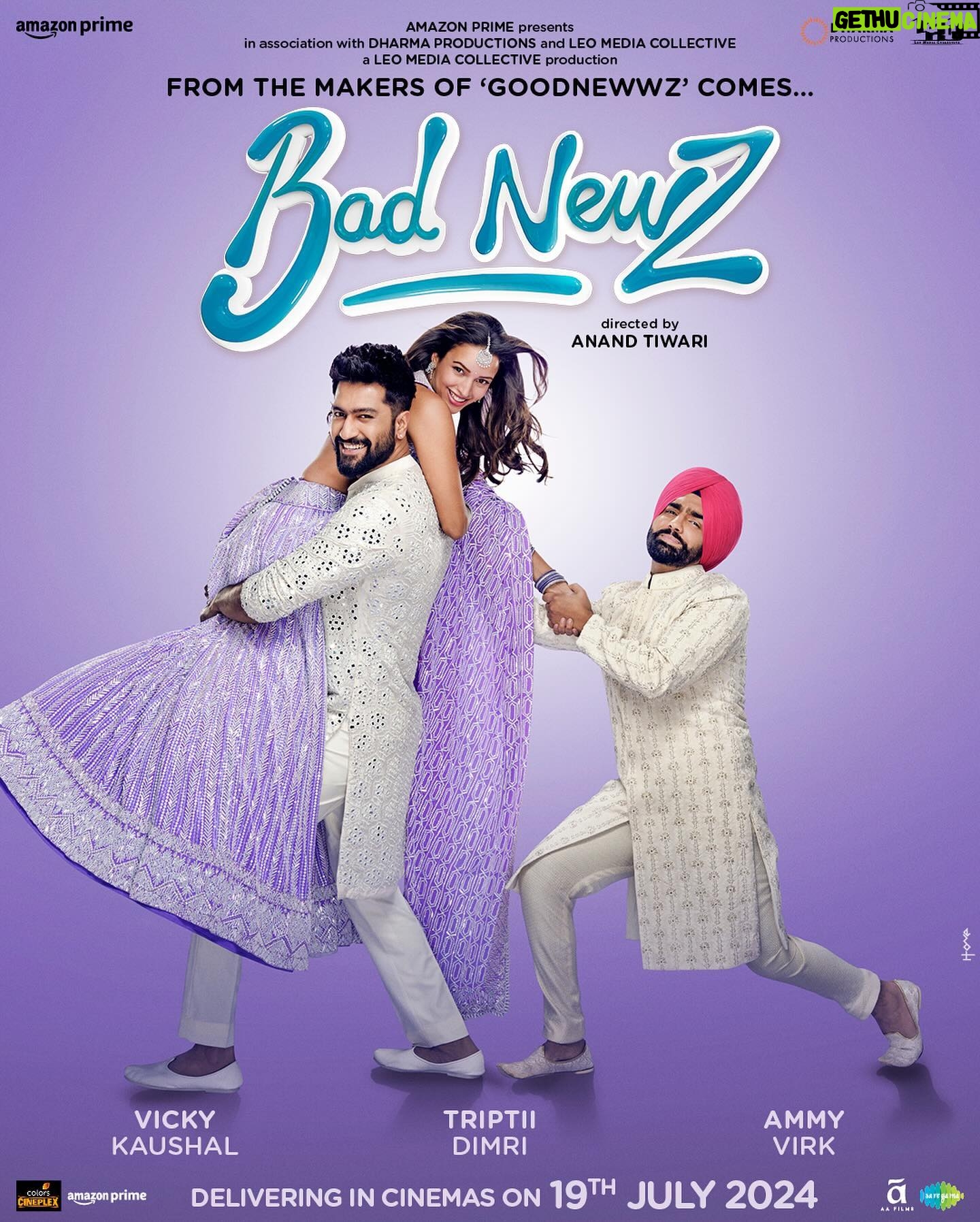 Vicky Kaushal Instagram - Bringing in the only good news this Monday...and it’s #BadNewz!🥳 Expect the unexpected filled with masti, mazaa aur bohot saara confusion! In cinemas on 19th July 2024! @karanjohar @apoorva1972 @bindraamritpal @anandntiwari @somenmishra @dimplemathias @tripti_dimri @ammyvirk @nehadhupia @_ishita_moitra_ @dudeja_sahaab @primevideoin @dharmamovies @leomediacollective @aafilms.official @saregama_official