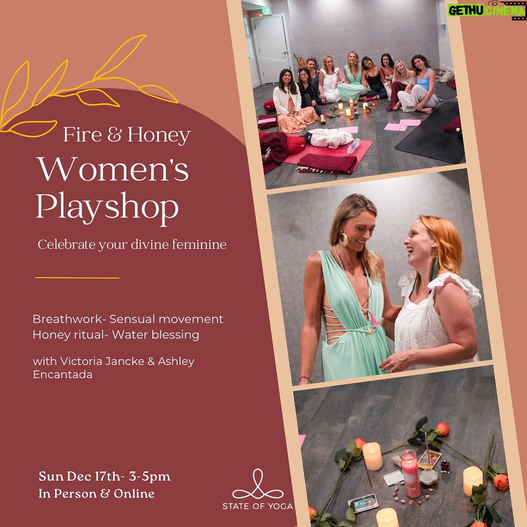 Victoria Jancke - 97 Likes - 🔥 Women’s Playshop with Victoria Jancke & Ashley Encantada, Sun Dec 17th, 3-5pm 🔥
Celebrate your divine feminine and enjoy a workshop all about anchoring the eternal goddess into your being with movement, fire, honey and water rituals.
Breathwork• Sensual movement• Honey ritual• Water blessing
In Person & Online
Teachers:
-Victoria Jancke (Feminine Awakening, Sexual Empowerment & Flirting Specialist)
-Ashley Encantada (Tantra Teacher & Intimacy Coach)
Price: $69
Early bird Discount : $59 (through 12/10)
Link in bio to sign up 👆🏼
#womenempowerment #stateofyoga #womensplayshop #celebratethefeminine @victoria.jancke @ashleyencantada #sensualmovement #breathwork #miamibeachyoga #miamievents