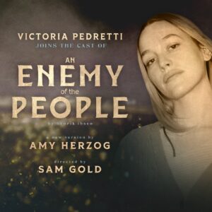 Victoria Pedretti Instagram - Victoria Pedretti makes her Broadway debut as Petra Stockmann, alongside Jeremy Strong and @realmichaelimperioli, in An Enemy of the People. 2.27.24