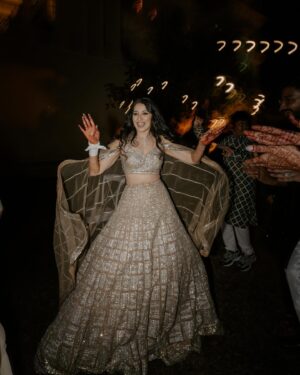 Vrushika Mehta Instagram - The magic of dance and love at our sangeet! 💖✨ Finding that perfect someone who can match my vibe and also dance to SRK songs like a dream made the day even more special. ❤ Grateful to everyone who poured their heart, soul, and dance moves, turning our day into a beautiful memory. Thank you for making it truly magical! 🌟💃
.
Captured by: @smaryafilms 
Wearing: @asopalav 
Designed & Managed by: @faith13_events 
#rabhdivrushyy #sangeet