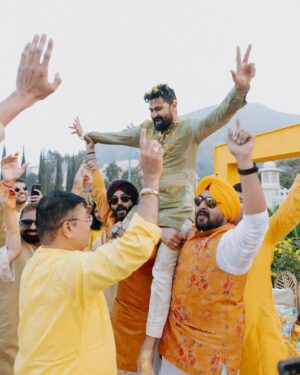 Vrushika Mehta Instagram - Under the Tuscan sun of love, surrounded by the warmth of family and friends, we painted our journey in shades of joy at our Italian-themed Haldi ceremony. 💛✨ Blessed with love, laughter, and countless memories. ❤
.
Captured by: @smaryafilms 
Jewellery: @houseofdoro 
Designed & Managed by: @faith13_events 
#rabhdivrushyy #haldi