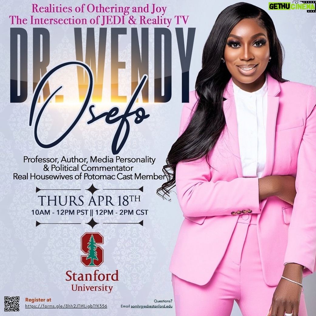 Wendy Osefo Instagram - Excited to speak at Stanford University @stanford about the intersections of equity, diversity, and reality TV. Register at the link to join the conversation ✨