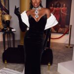 Wendy Osefo Instagram - The theme was Art Gallery, so I gave them a MASTERPIECE 🖤🤍. #RHOP Season 8 reunion loading… — Hair: @dallasdyvitoi Makeup: @already_perfect Styling: @shenell.welch Custom Dress:@ann.usman Custom Cape: @johnathankayne Custom Gloves: @walone Custom necklace: @elarosesweetweddings Alterations: @bzbrain_clothiers