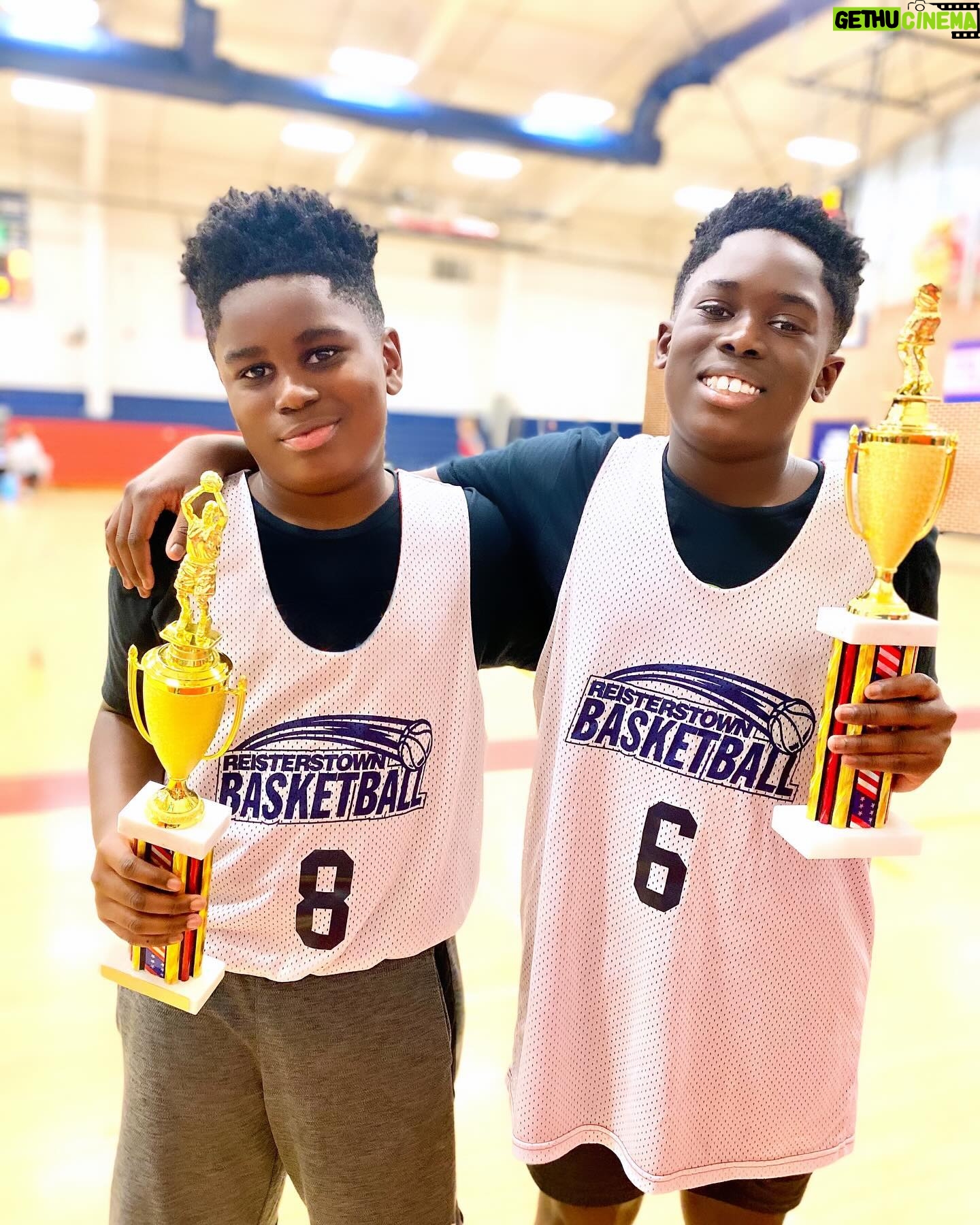 Wendy Osefo Instagram - We won!!! Congrats to my boys @kingkarter0 and @kruzfitzgerald for winning their basketball championship game! I will ALWAYS be your biggest cheerleader. Job well done for my guys ππΎπ€
