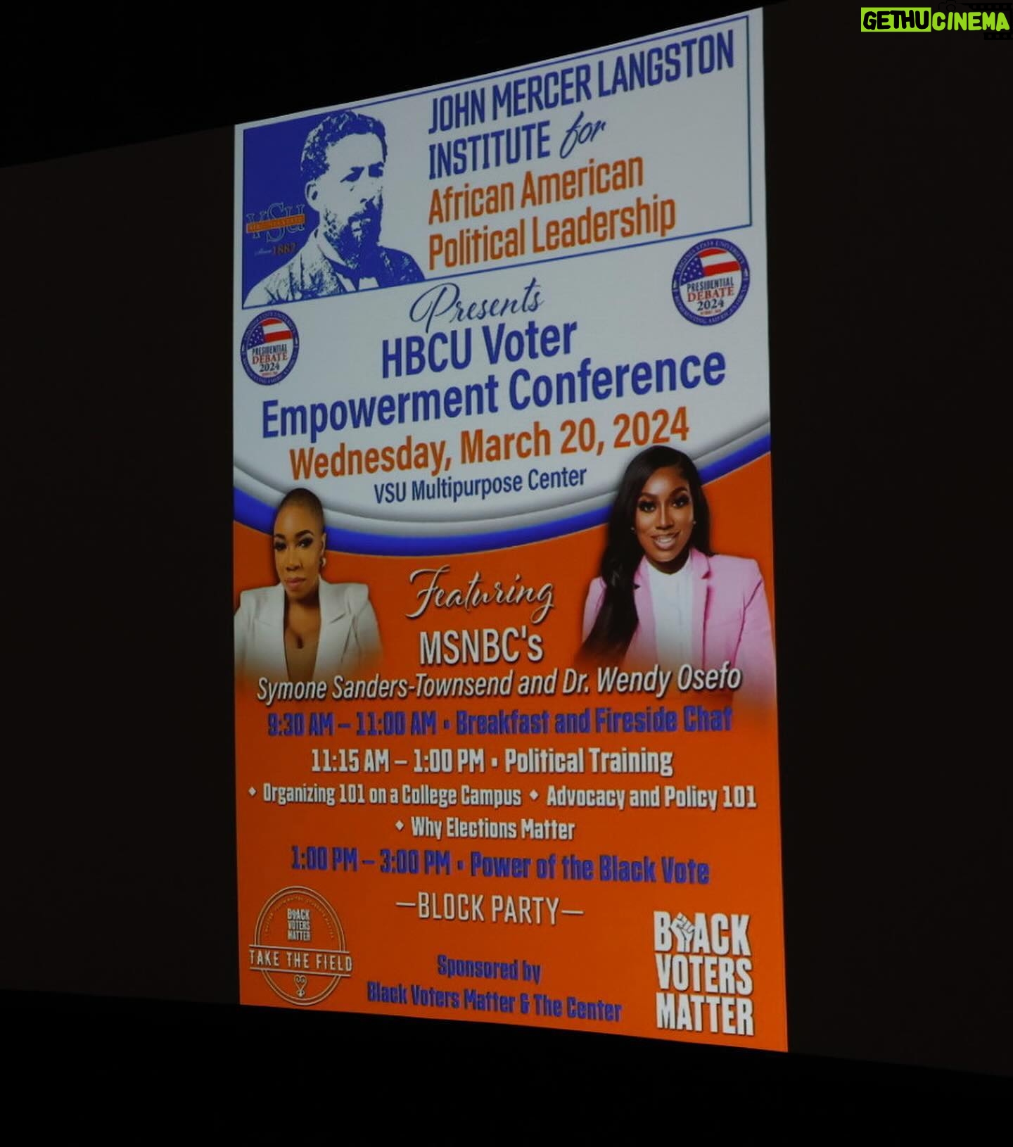 Wendy Osefo Instagram - Thank you to the faculty and students at Virginia State University @officialvsutrojans for having me speak about the importance of the 2024 Presidential Election. Special shout out to my bro @dr.wesbellamy and sis @symonedsanders — Always great sharing space with yall ✨