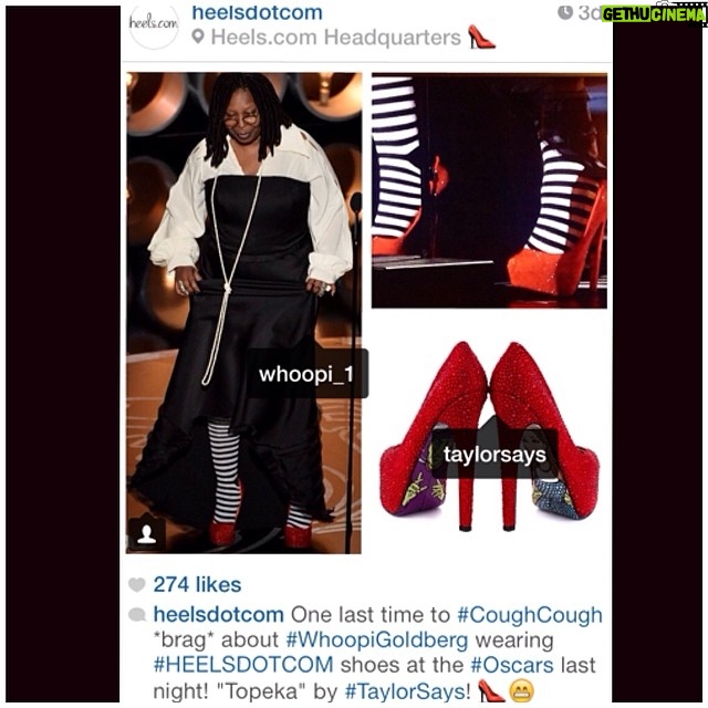 Whoopi Goldberg Instagram - Thank you www.heels.com for always having the perfect shoe for my sole! Perfect for my tribute to #TheWiz #rubyslippers ##heelsdotcom #Taylorsays! #Oscars #yellowbrickroad #thewiztribute #whoopi #whoopigoldberg 👣 MUCH LOVE, Whoopi 💋