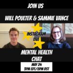 Will Poulter Instagram - *Available in Reels* Thanks SO much to everyone who joined @sammiesbuddybenchproject and I for this chat about Antibullying and Mental health for this years Mental Health Awareness Month! Sammie is an inspiration and I’m so glad she had me as a guest on her @sammiesmilespodcast before we teamed up again for this Live. Stay tuned for a third instalment 👀 🧠 ❤️ #mentalhealthawareness #antibullying