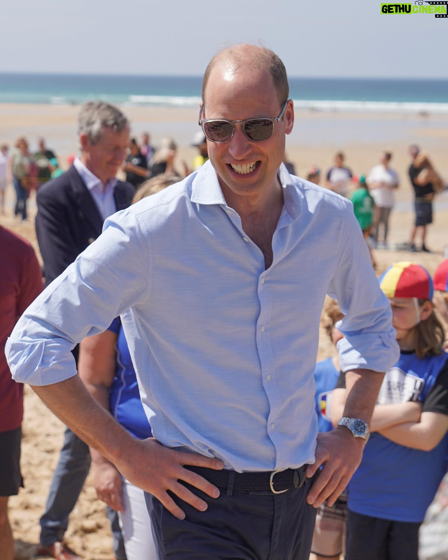 William, Prince of Wales Instagram - A brilliant afternoon at Fistral Beach meeting some of the people dedicated to keeping our shores safe this summer 🌊