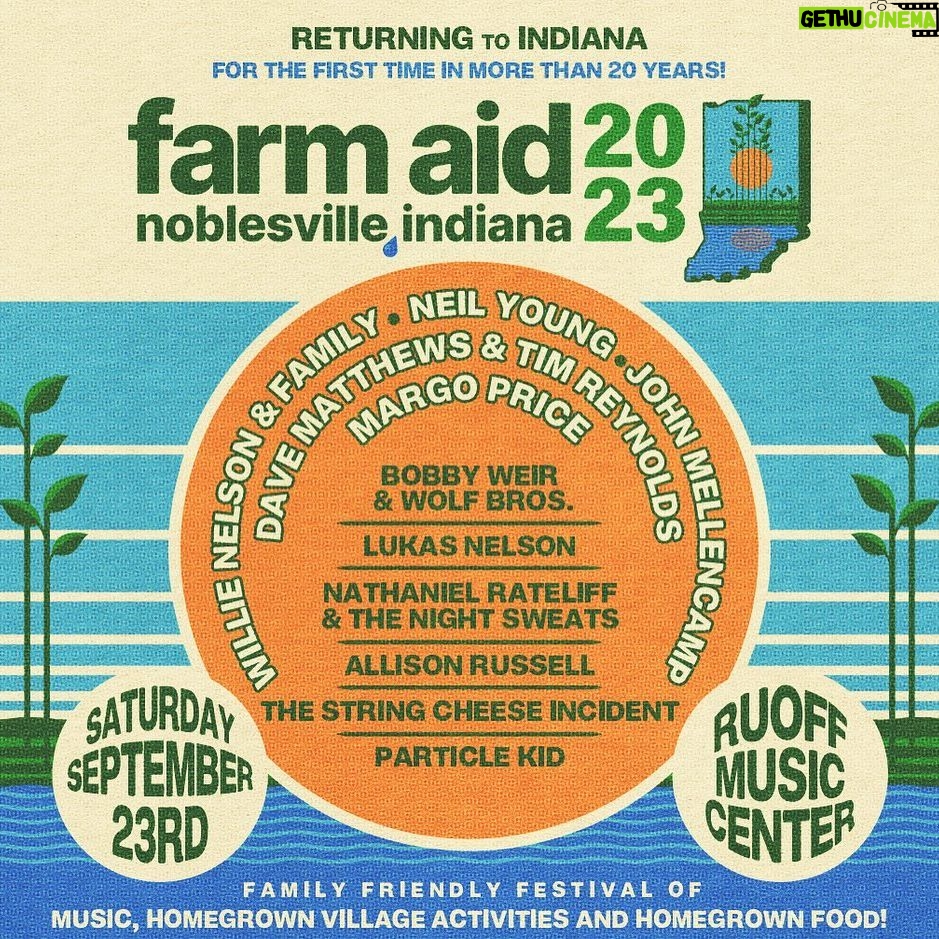Willie Nelson Instagram - From the first @farmaid to now… #FarmAid2023 just announced! This year, we’ll be in Noblesville, Indiana on Saturday, Sept. 23. Tickets go on sale Saturday at 10 a.m. ET. Get more details about this year’s festival, including the rest of the lineup, here: www.farmaid.org. 📷: State Journal-Register // FarmAid 1985 // Willie Nelson with @johnmellencamp & @neilyoungarchives